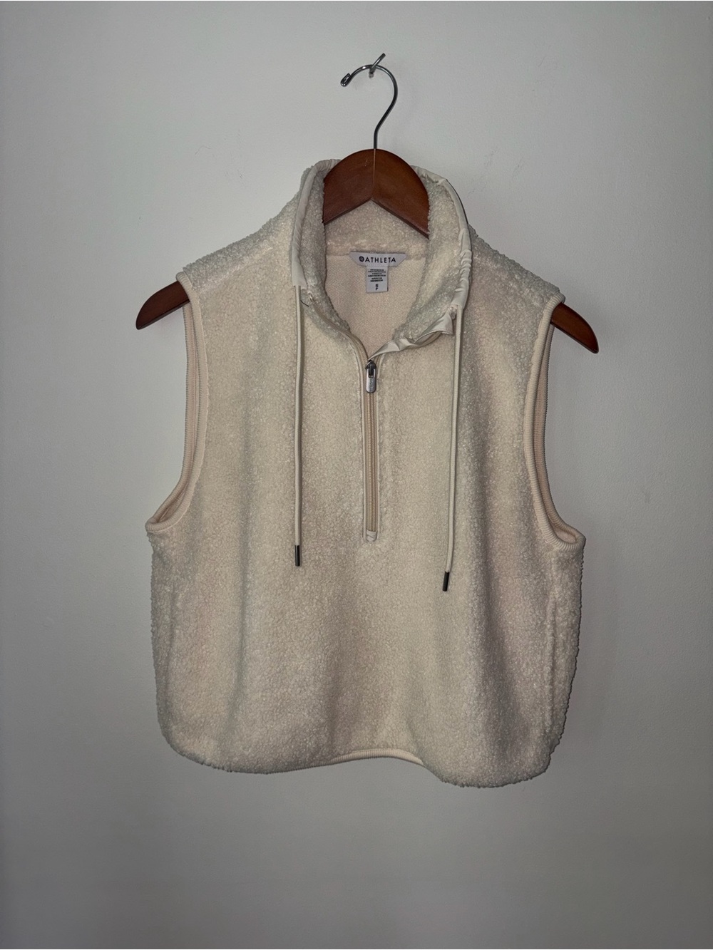 Athleta Cream Sherpa Fleece Half Zip Vest - Women's Plush Pullover XS